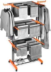 Metāla vertikālais veļas žāvētājs uz riteņiem XXL 73 × 170 cm