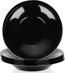 Dziļie stikla šķīvji melni 21,5 cm, 400 ml – komplekts 6 gab.