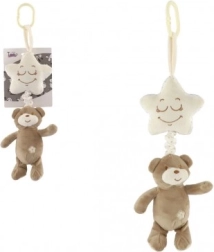 Pūkains lācītis ar zvaigznīti – piekarināms muzikālais mehānisms gultiņai un ratiņiem, 36 cm