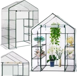 Mini dārza siltumnīca ar PVC plēvi un 4 plauktiem