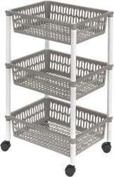 Grozs plaukts uz ritenīšiem, 3 līmeņi, 40 × 30 × 66 cm, plastmasa