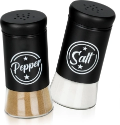 Stikla sāls un piparu trauciņi, melns izpildījums, 2 gab.