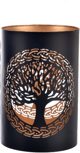 Metāla svečturis TREE melni zeltains 22 cm