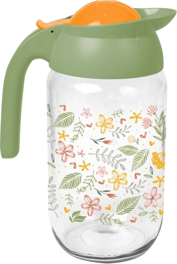 Stikla krūka Botanica 1,5 l ar plastmasas vāku