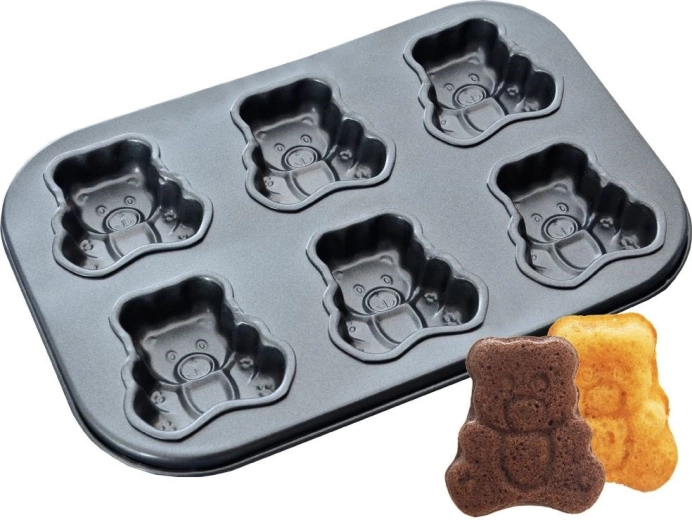 Steel cookie and muffin pan in bear shape 26.5 cm