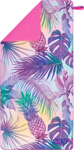 Quick-drying microfiber towel NILS Camp with tropical pineapple motif 160 × 80 cm