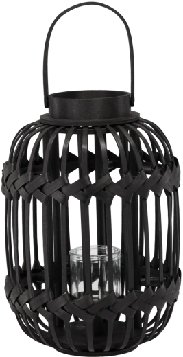 Black lantern with safe glass insert, height 38/51 cm