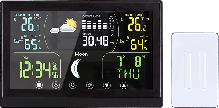 Solight wireless weather station with color display, black