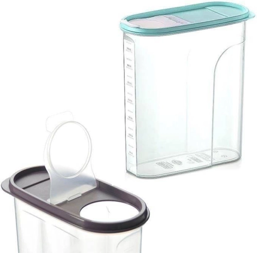 Plastmasas trauks beramajiem pārtikas produktiem ar dozatoru un mērtrauku 4 l