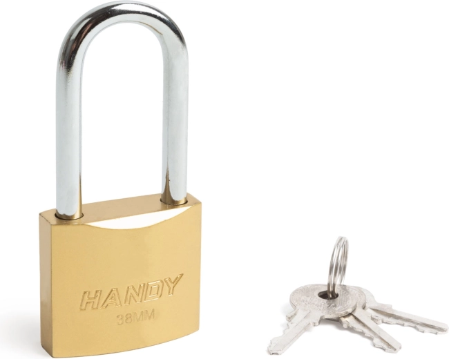 Long shackle padlock 38 mm with a 6 mm diameter shackle