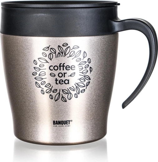 Ceļojumu termokrūze 330 ml BANQUET TAZZA, nerūsējošais tērauds, bēša