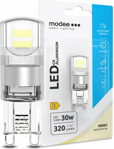 Modee LED spuldze G9 alumīnijs 2,6 W neitrāli balta
