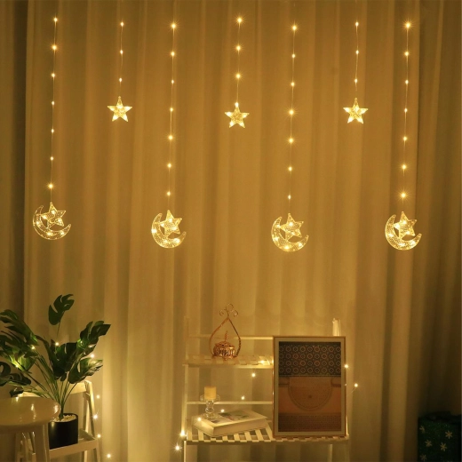 Christmas LED Curtain Light with Stars and Moons 2 m