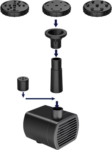 4 nozzles + filter and suction cups for stable operation