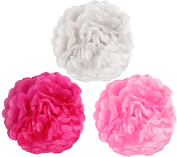 Paper party pom-poms TORO 25 cm, set of 3 pcs