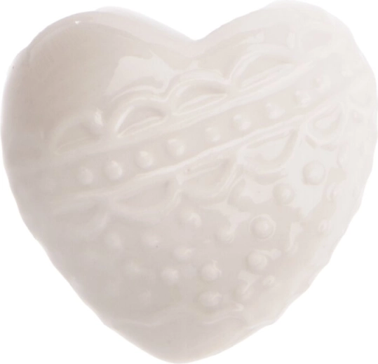 Balta porcelāna sirds dekors 6 × 4 × 6 cm