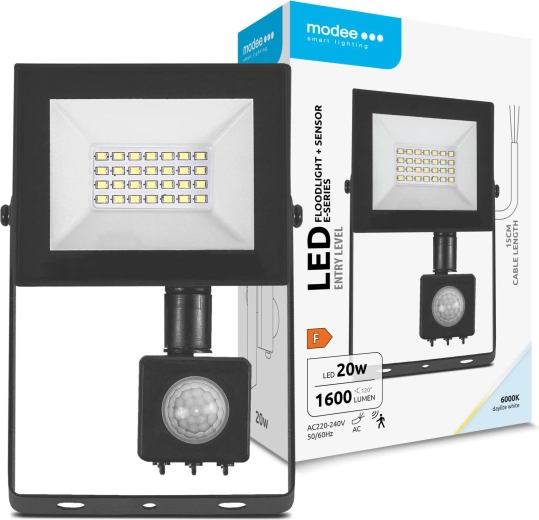 LED Floodlight MODEE E-series with Sensor 20 W, 1600 lm, 6000 K, 120°