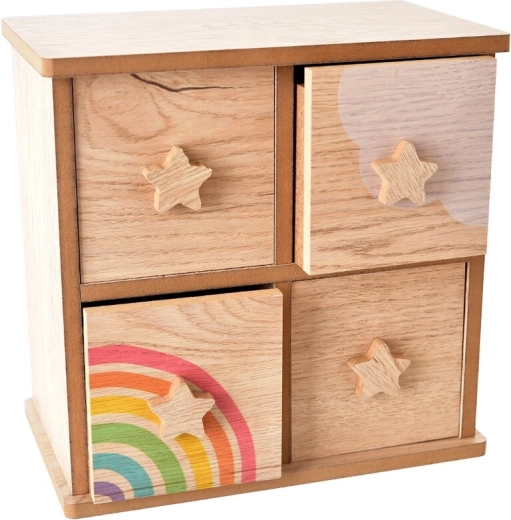 Wooden Rainbow organizer with 4 drawers