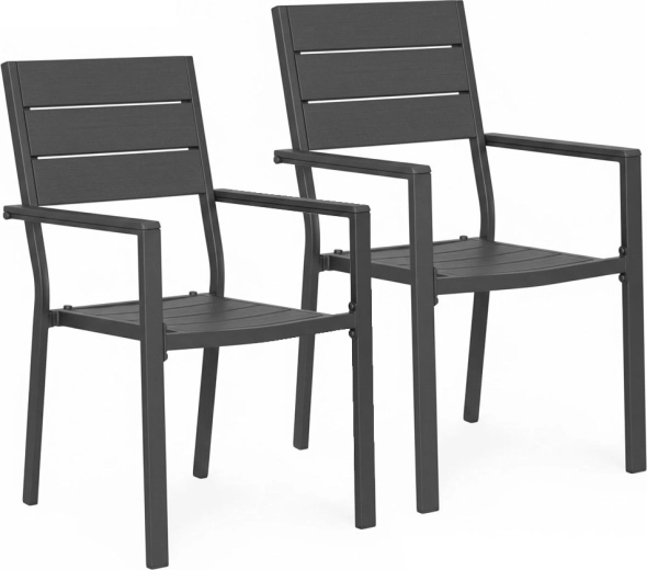2 dārza krēslu komplekts no HDPE un tērauda, pelēks – MultiGarden