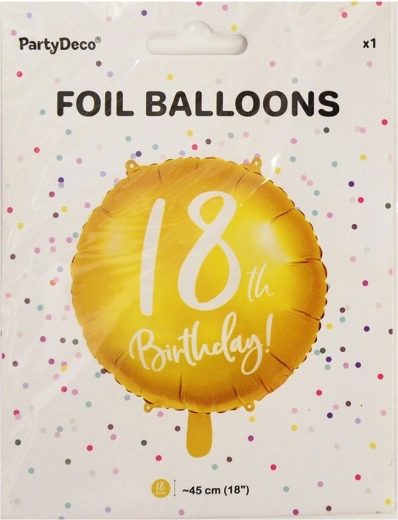 Folijas balons skaitlis 18, zelta, 45 cm