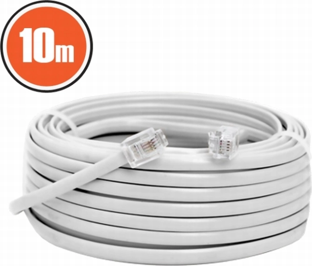6P4C to 6P4C Telephone Cable 10 m White