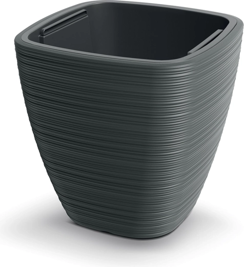 Vena Square Flower Pot 29 cm dark gray with inner insert