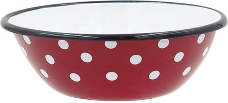 Emaljēta bļoda ar punktiņiem 16 cm, sarkana