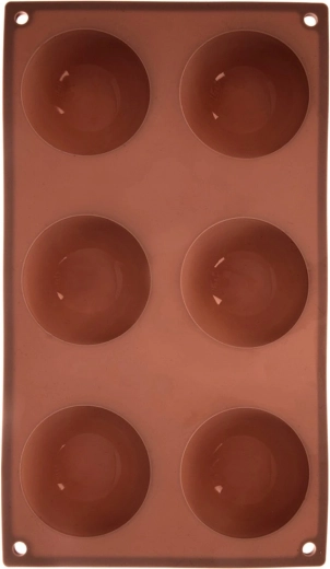 Silicone mold for cakes and pralines – hemisphere 28 × 16.5 × 3 cm, brown