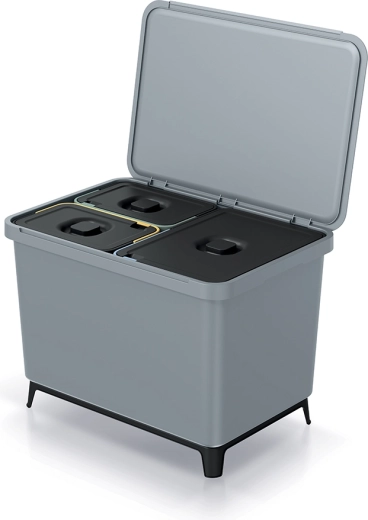 Systema sorting bin 43 l, light grey, 3 compartments