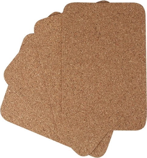 Komplekts ar 4 korķa galda paliktņiem 22 × 30 cm, dabīgi
