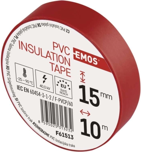 Izolācijas PVC lente 15 mm × 10 m sarkana