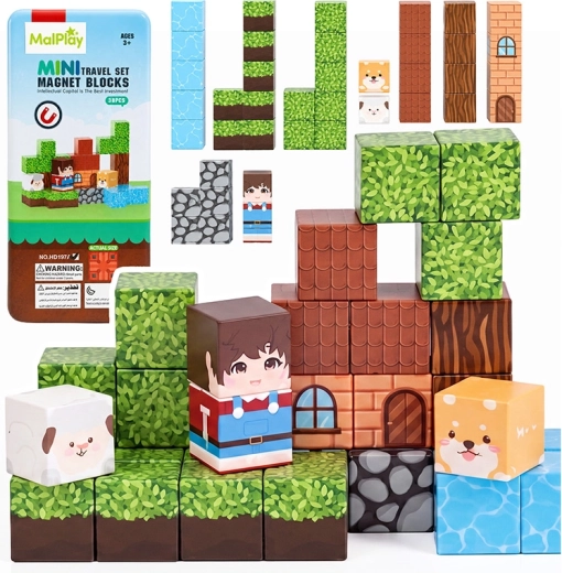 Magnētiskais konstruktors Wioska (ciematiņš) 38 detaļas 2 cm