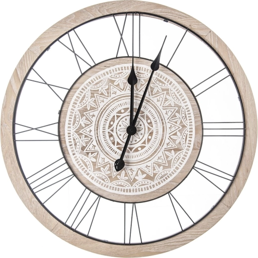 Sienas pulkstenis ar mandalas motīvu, bēšs 60 cm