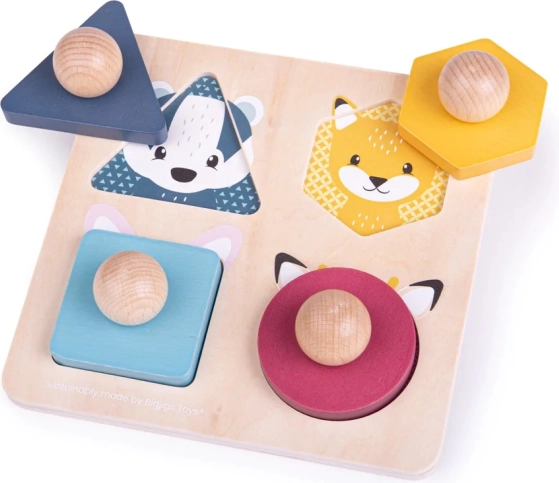 Bigjigs Toys koka puzle dzīvnieku formā ar rokturiem