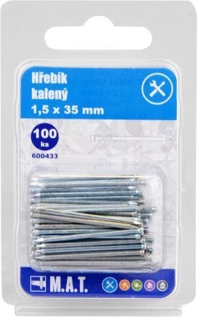 Rūdītas nagliņas 35 × 1,5 mm, cinkotas, 100 gab.
