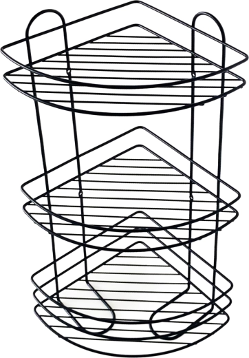 Toro stūra trīslīmeņu vannas istabas plaukts 58 × 31 cm, melns