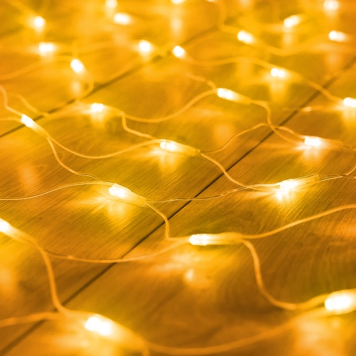 LED light net with 100 warm white LEDs and remote control, 1.5 × 1.5 m