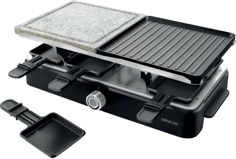 Sencor raclette grill with stone and ribbed surfaces