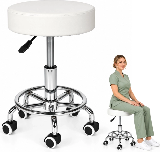 ModernHome Mobile Swivel Beauty Stool Black