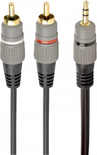 Stereo audio cable 3.5 mm jack to 2× RCA, 2.5 m, gold-plated connectors