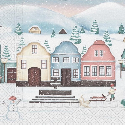 Ziemassvētku salvetes “Vesnička” 3 slāņu 33 × 33 cm