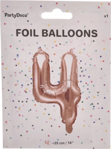 Folijas balons cipars 4 pērļu rozā 35 cm