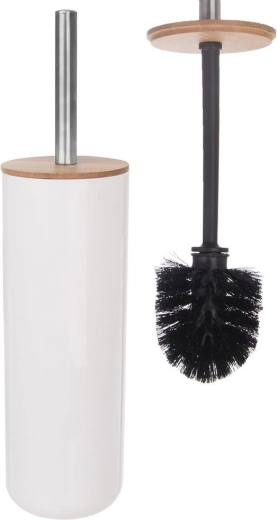 Bambusa WC birste ar turētāju WHITNEY, balta, 37 cm