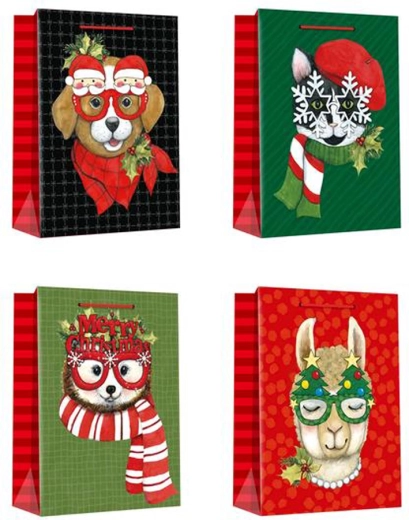 Ziemassvētku dāvanu maisiņš 32 × 26 × 10 cm – motīvu mikss