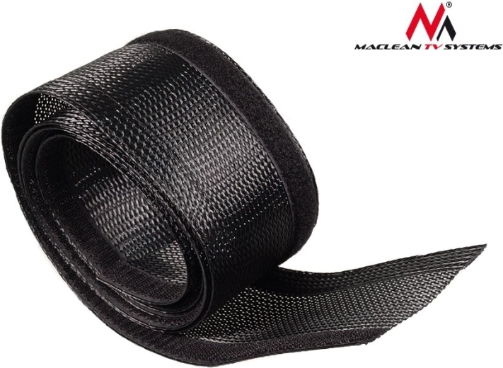 Maclean kabeļu organizators ar līplenti (Velcro) 1,8 m 85 mm melns