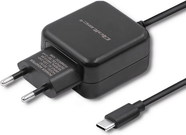 Tīkla lādētājs QOLTEC 5 V, 2,4 A, 12 W, USB-C, melns