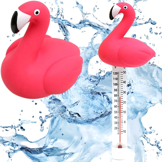 Peldošs baseina termometrs flamingo ar aukliņu