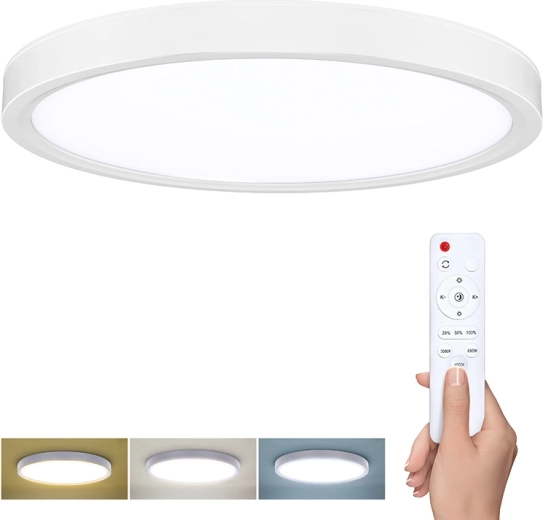 Solight LED ceiling and wall light Estela white with remote control 30 cm