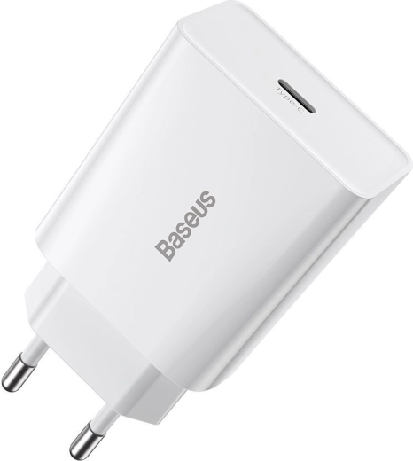 Baseus Speed Mini ātrās uzlādes lādētājs USB‑C PD 20 W balts