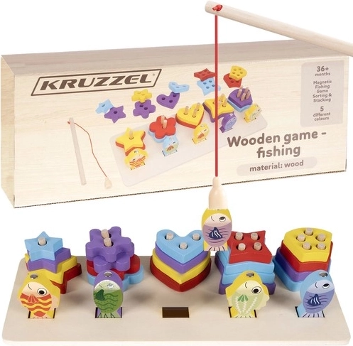 Kruzzel wooden shape sorter and fishing game